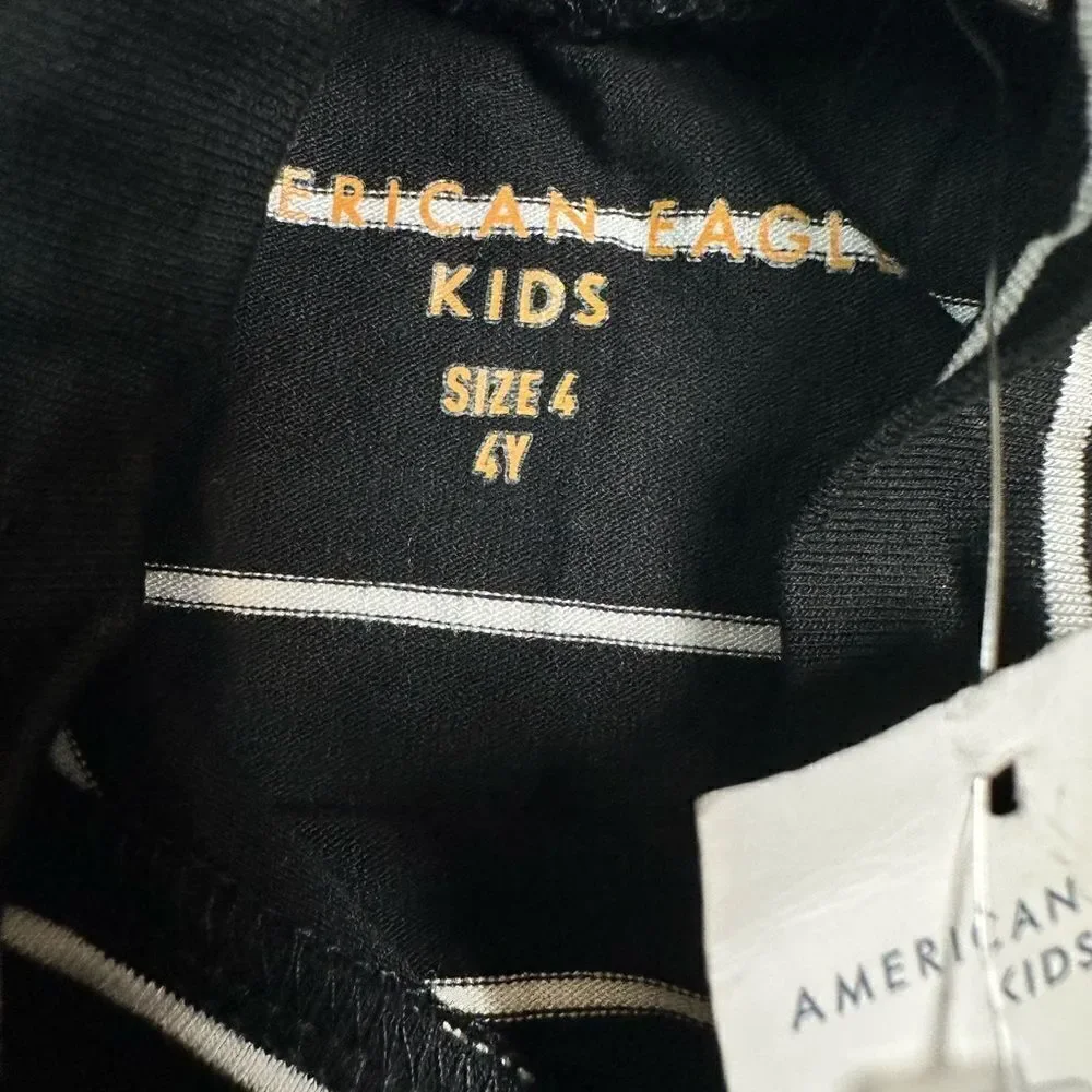 NWT American Eagle Girls Black White Sleeveless Dress & Athletic Shorts - Size 4